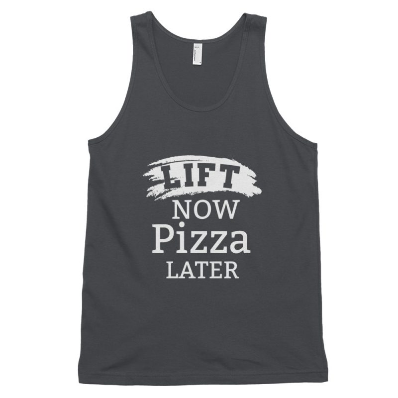 Lift now pizza later original Crossfit tank top singlet cut off workout apparel
